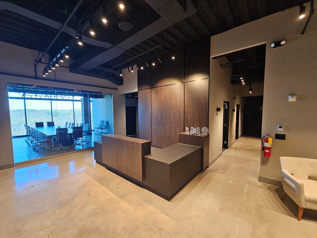 Modern office reception millwork